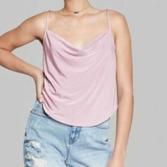NWOT Wild Fable Cowl Neck Spaghetti Strap Tank Top in Rose Color Size L - Picture 1 of 14